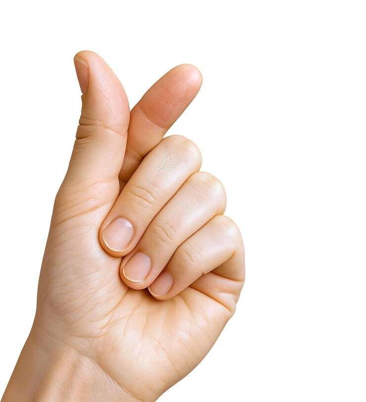 PSD hand making a finger heart gesture isolated on white