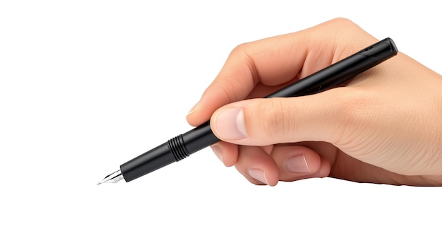 Hand mit isolierter Stift auf durchsichtigem oder weißem Hintergrund