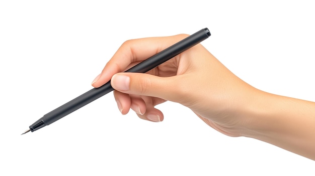 Hand mit isolierter Stift auf durchsichtigem oder weißem Hintergrund