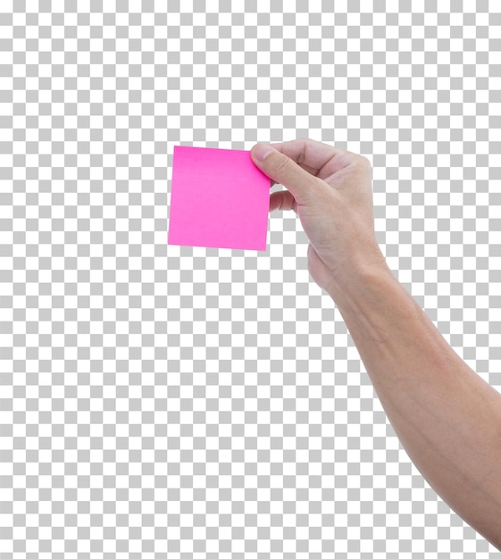 Hand mit rosa Haftnotiz