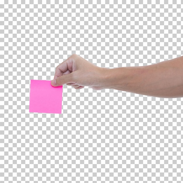 Hand mit rosa Haftnotiz