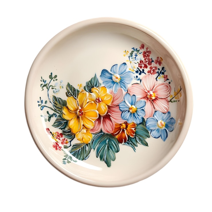 PSD hand-painted floral ceramic plate