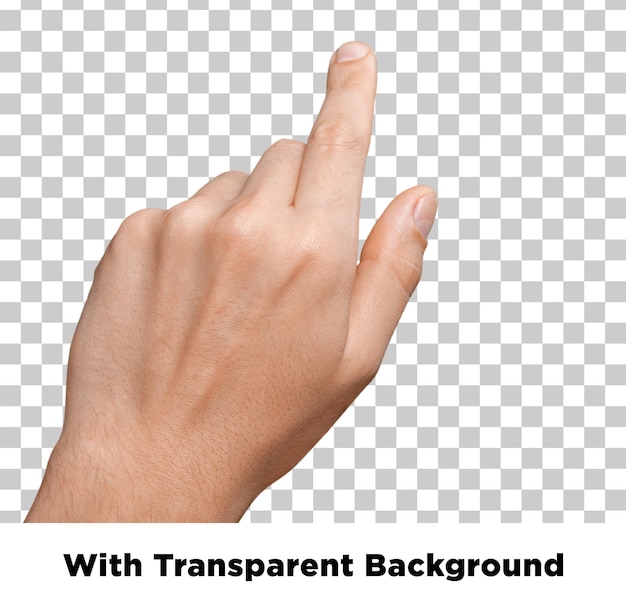 Hand pointing finger with transparent background