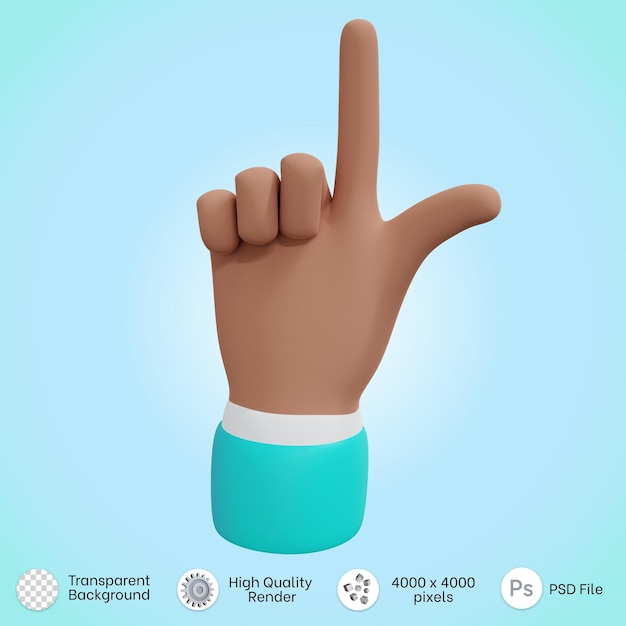 hand posing pointing up icon in 3d rendering