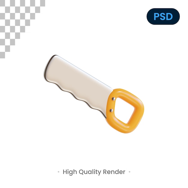 Hand saw 3d render ilustração premium psd