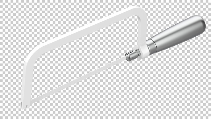 PSD hand saw isolated on transparent background 3d rendering illustration