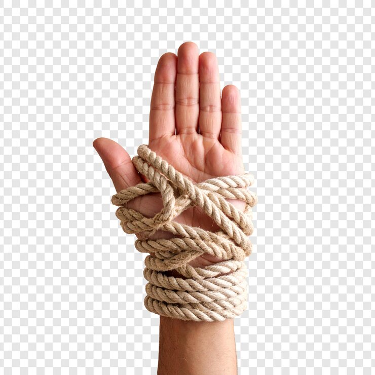 PSD hand tied with rope restraint concept image