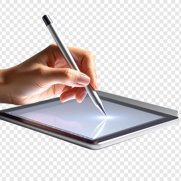Hand using stylus on tablet drawing graphic design