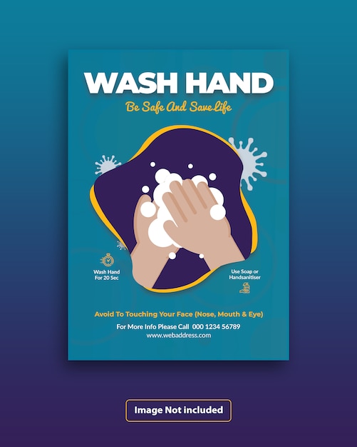 PSD hand waschen covid-19 schutz flyer template design