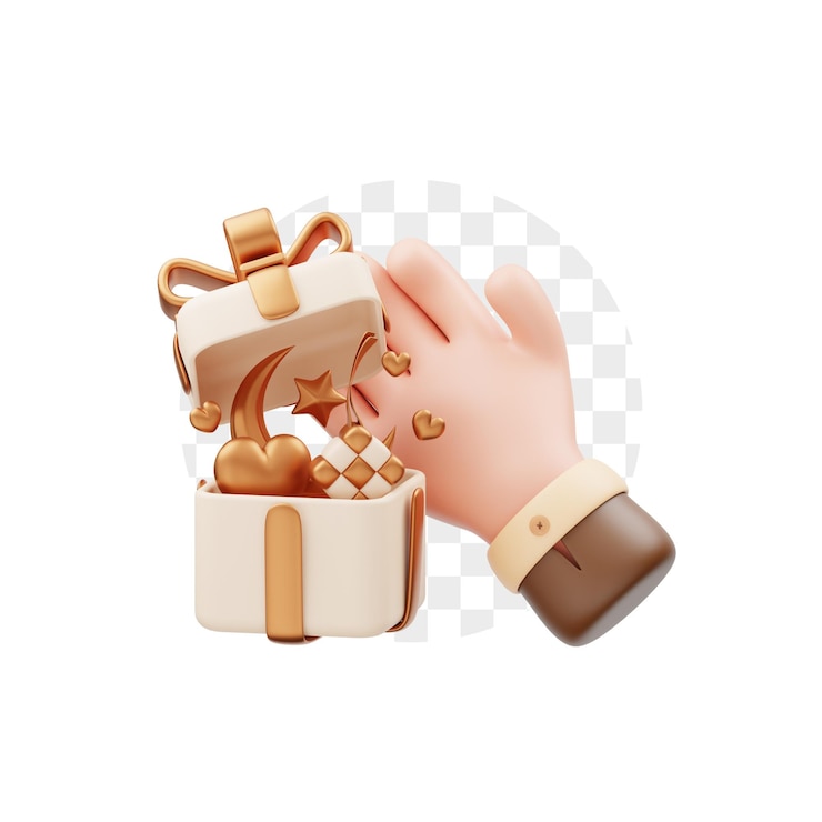 PSD hand with eid gift 3d illustration
