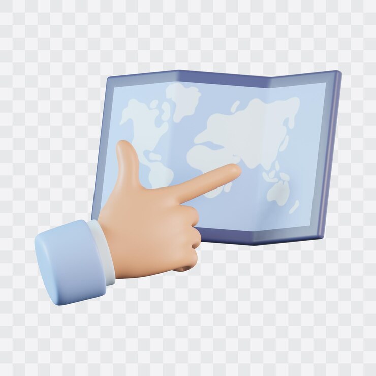 PSD hand with maps 3d icon