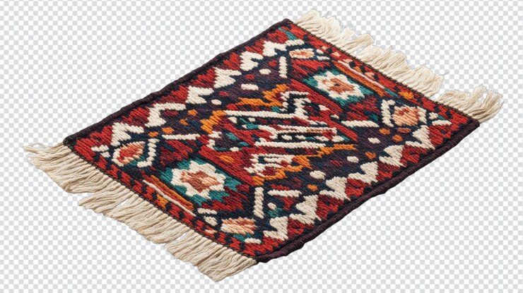 PSD hand woven cotton rug with geometric patterns perfect for home decor and interior styling