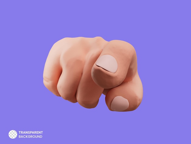 Hand zeigt geste symbol isoliert 3d-render-illustration