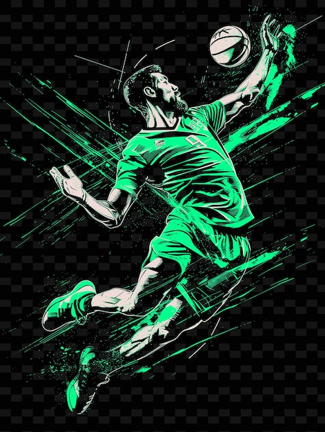 PSD handballspieler wirft den ball mit kraft mit einer powerfu-illustration flach 2d sport-hintergrundl