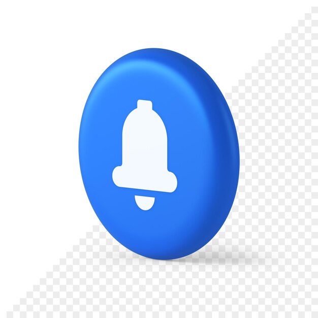 Handbell ring button cyberspace sound reminder service 3d round isometric icon