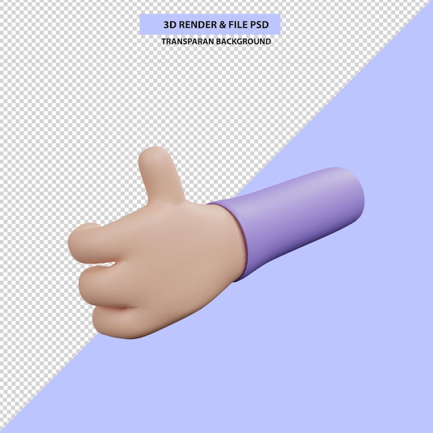 Handdaumen oder wie 3D-Rendering 3D-Darstellung und Datei Psd