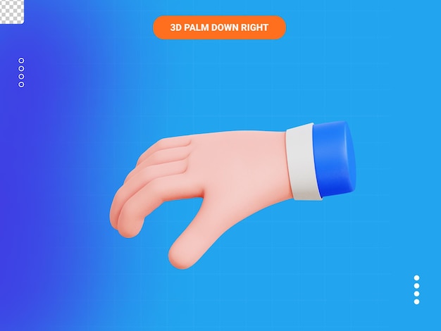 Handfläche nach unten rechts 3D-Symbol
