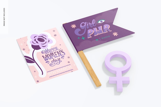 Handflagge mit Briefpapier-Mockup, Perspektive