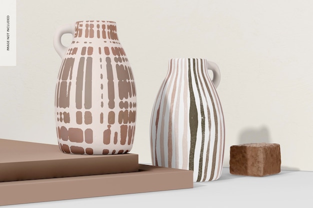 Handgefertigte Vasen mit Griff Mockup