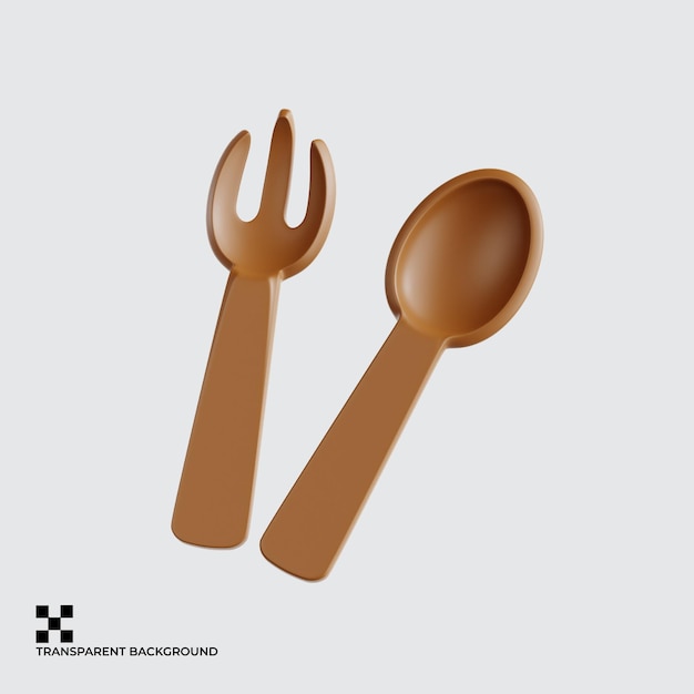 Handgefertigter Set aus Holz, Löffel und Gabel