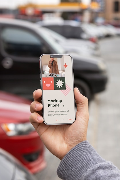 PSD handgehaltes smartphone-mockup