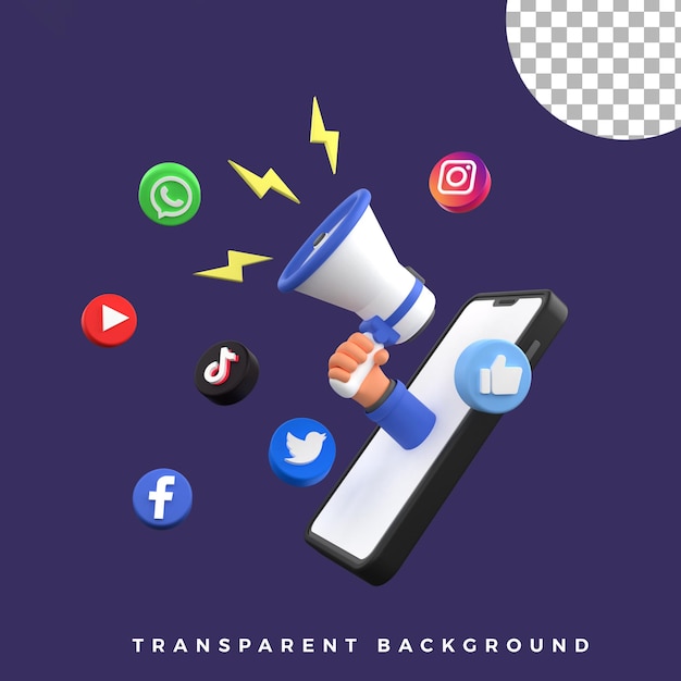 Handgeste Smartphone Megaphon Social Media Symbol 3d