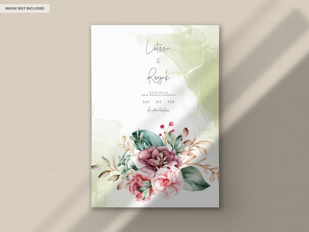 Handgezeichnete Aquarell-Hochzeitseinladungskarte mit Blumenmuster
