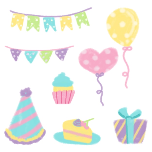 handgezeichnete Doodle-Birdday-Dekoration
