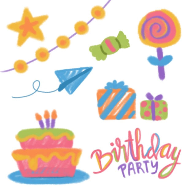 handgezeichnete Doodle-Birdday-Dekoration