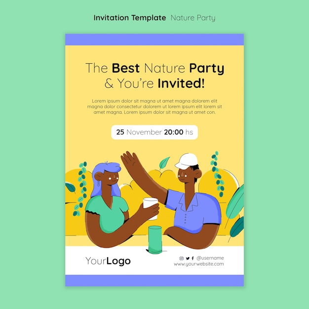 Handgezeichnete Einladung zur Naturparty