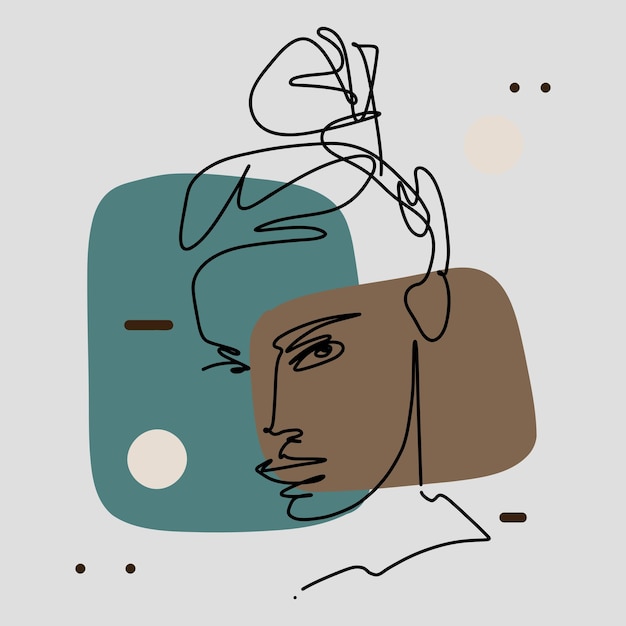 handgezeichnete einzeilige Kunstillustration Frauengesicht durchgehende Strichzeichnung
