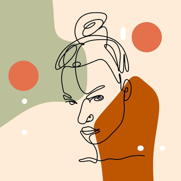 handgezeichnete einzeilige Kunstillustration Frauengesicht durchgehende Strichzeichnung