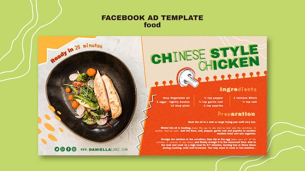 PSD handgezeichnete facebook-vorlage für leckeres essen