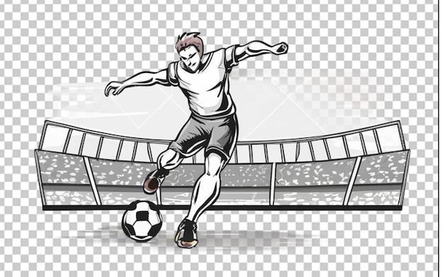 PSD handgezeichnete fußballspieler-umrissillustration