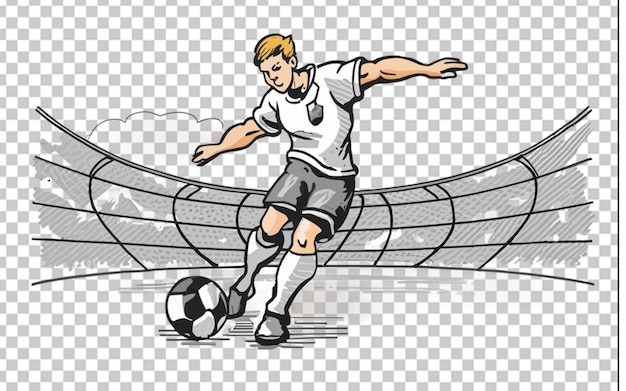 Handgezeichnete fußballspieler-umrissillustration