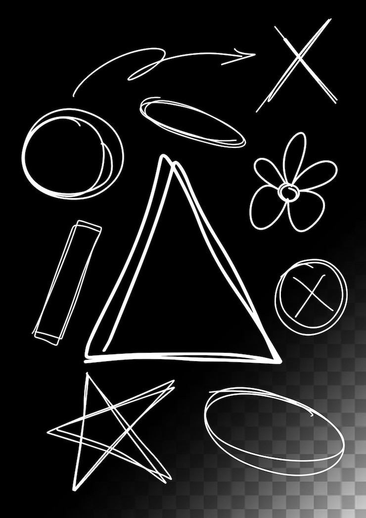 PSD handgezeichnete graffiti-elemente, pfeile, linien, typografie