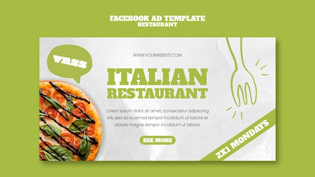 Handgezeichnete italienische restaurant-facebook-vorlage