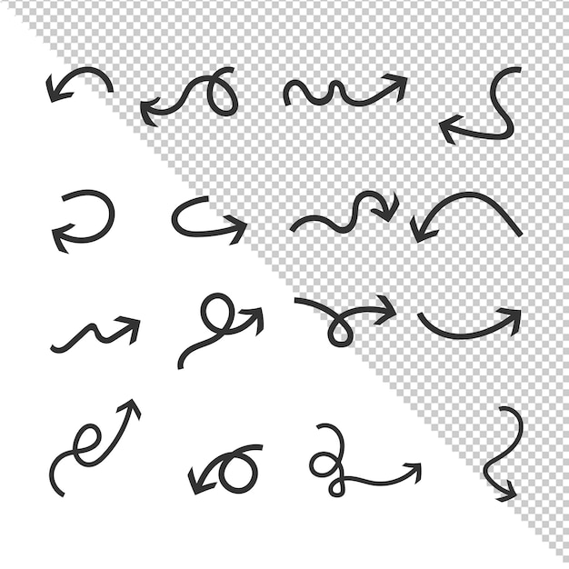Handgezeichnete Pfeilkollektion für Diagramme, Richtungen und Designelemente