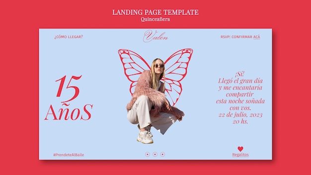 Handgezeichnete quinceanera-feier-landingpage