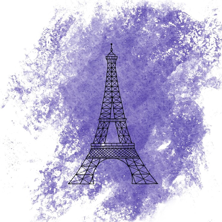 PSD handgezeichnete silhouette des eiffelturms symbol von paris vintage-zeichnung