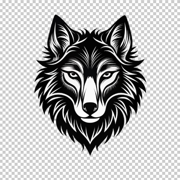 Handgezeichnete Silhouette mit Wolfskopf