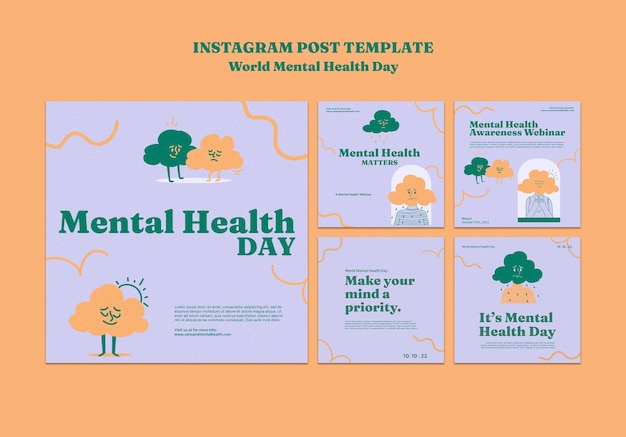 Handgezeichneter Instagram-Post zum Welttag der psychischen Gesundheit