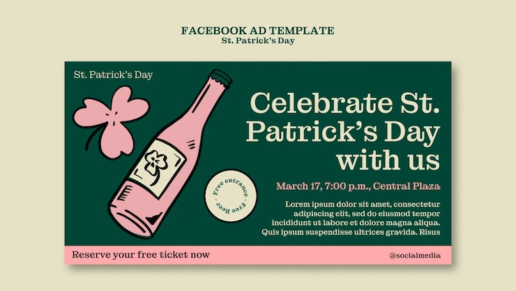 PSD handgezeichneter st. patrick's day facebook vorlage