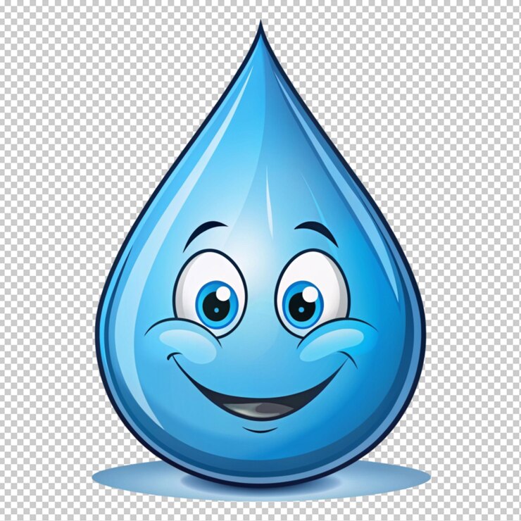 PSD handgezeichneter wassertröpfchen-cartoon auf durchsichtigem hintergrund