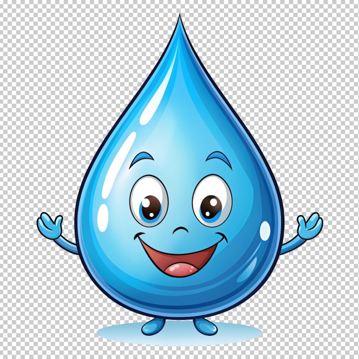 PSD handgezeichneter wassertröpfchen-cartoon auf durchsichtigem hintergrund