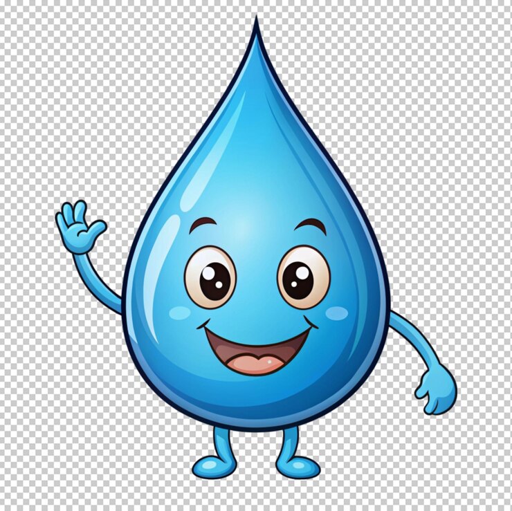 PSD handgezeichneter wassertröpfchen-cartoon auf durchsichtigem hintergrund
