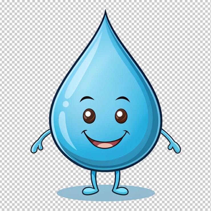 PSD handgezeichneter wassertröpfchen-cartoon auf durchsichtigem hintergrund