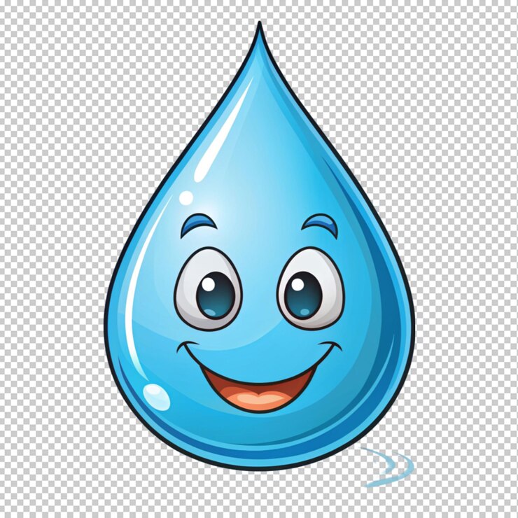 PSD handgezeichneter wassertröpfchen-cartoon auf durchsichtigem hintergrund