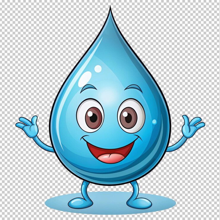 PSD handgezeichneter wassertröpfchen-cartoon auf durchsichtigem hintergrund