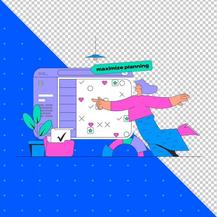 PSD handgezeichnetes flaches design kanban-illustration maximieren sie die planung png transparenter hintergrund